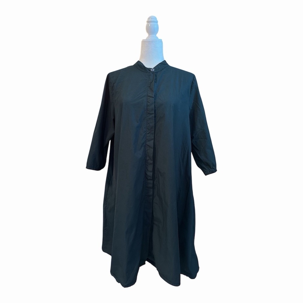 Bryn Walker Winona Tunic‎ Dress M Green Organic Cotton Lagenlook USA